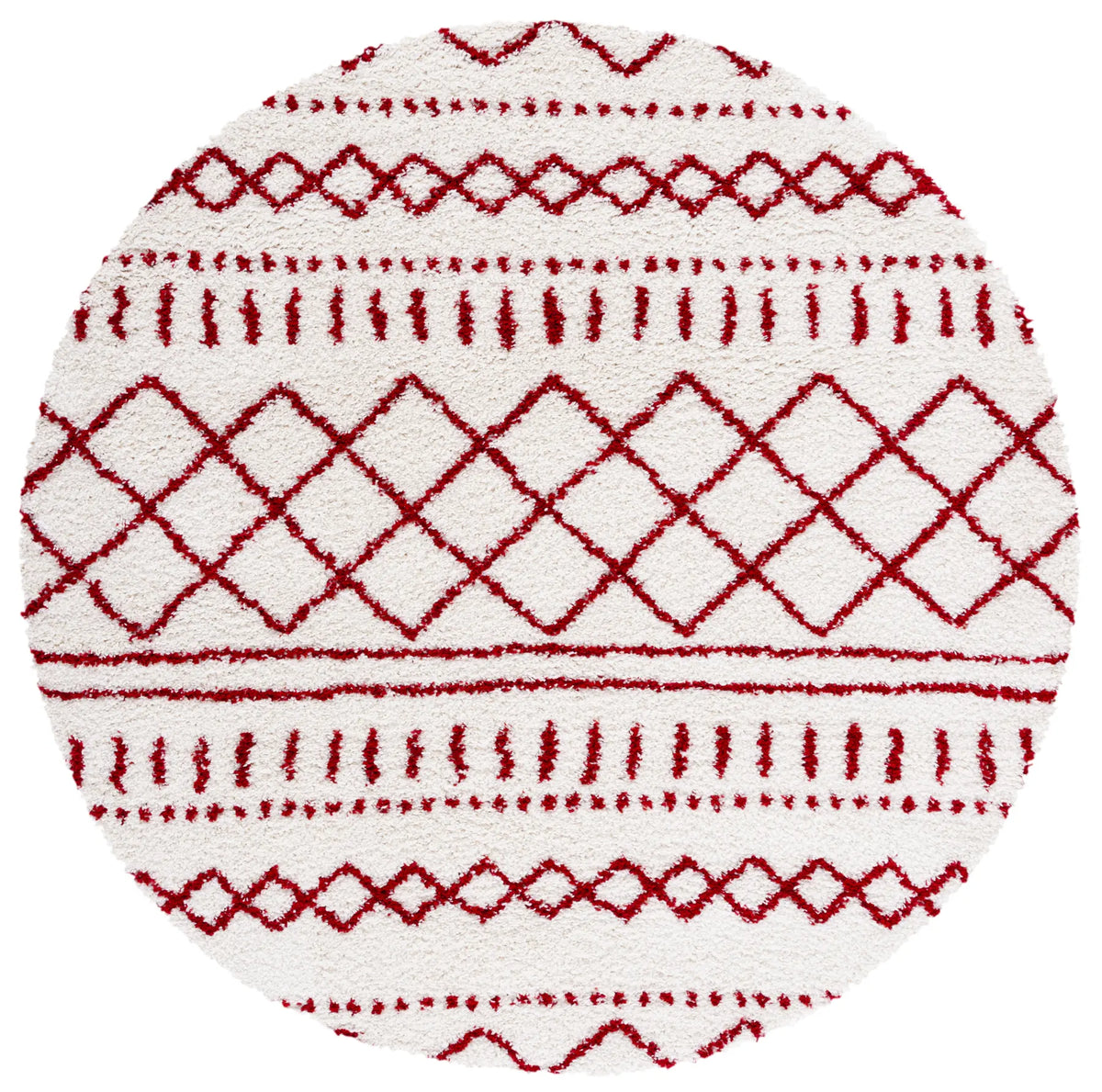 Safavieh Arizona Shag 6'-7" x 6'-7" Rug in Ivory / Red