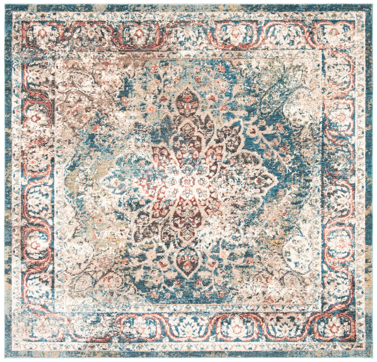 Safavieh Carlyle 200 6'-7" x 6'-7" Rug in Turquoise / Ivory