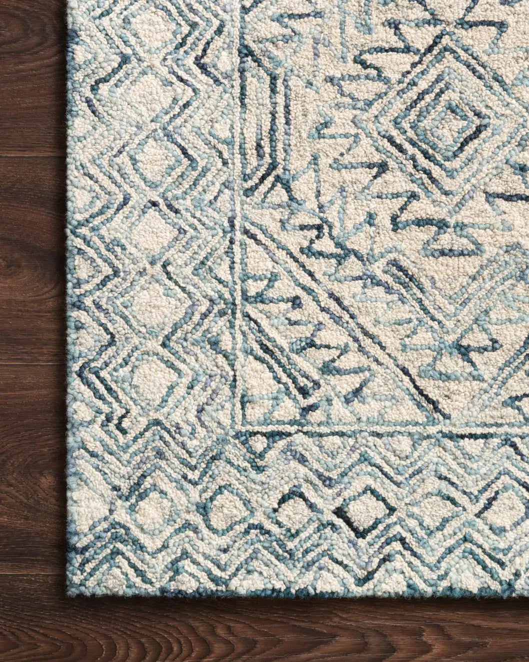 Loloi Ziva Zv-03 Bluestone Rugs - corner on wood