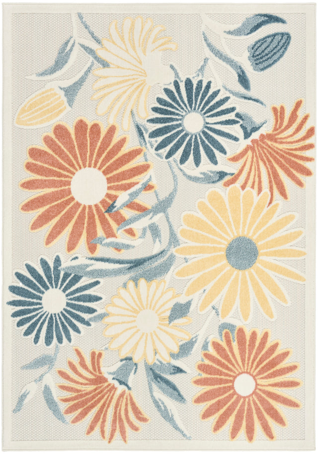 Nourison Aloha ALH33 Machine Made Ivory, Rose Rug