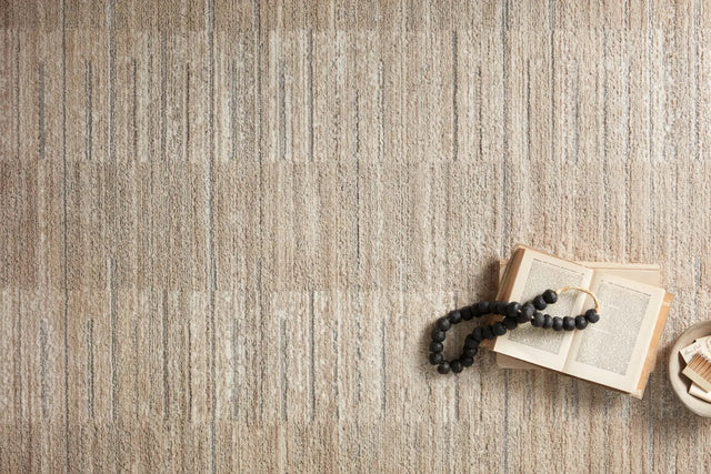 Loloi Arden Ard-01 Natural/Pebble Rug - styled aerial 1