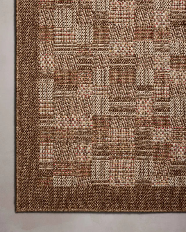 Loloi Merrick Mer-04 Chestnut/Fiesta Rug - corner on wood
