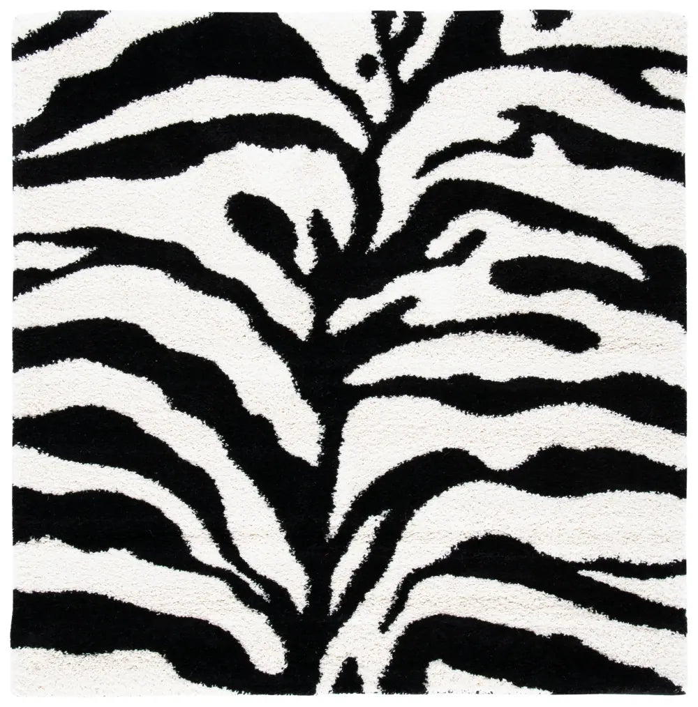 Safavieh Florida Shag 5'-0" x 5'-0" Rug in Ivory / Black