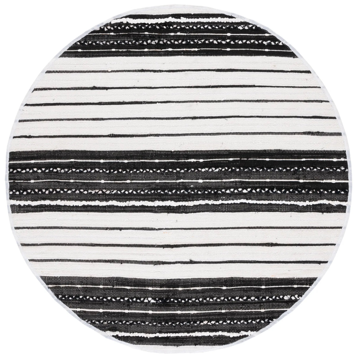 Safavieh Striped Kilim 6'-0" x 6'-0" Rug in Black / Ivory