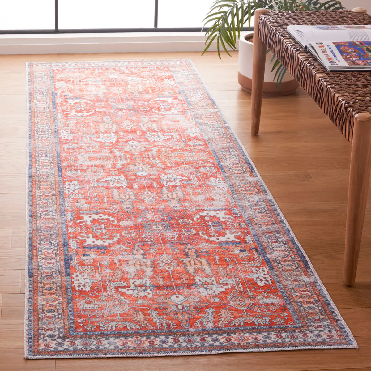 Safavieh Arizona 2'-6" x 10'-0" Rug in Rust / Aqua