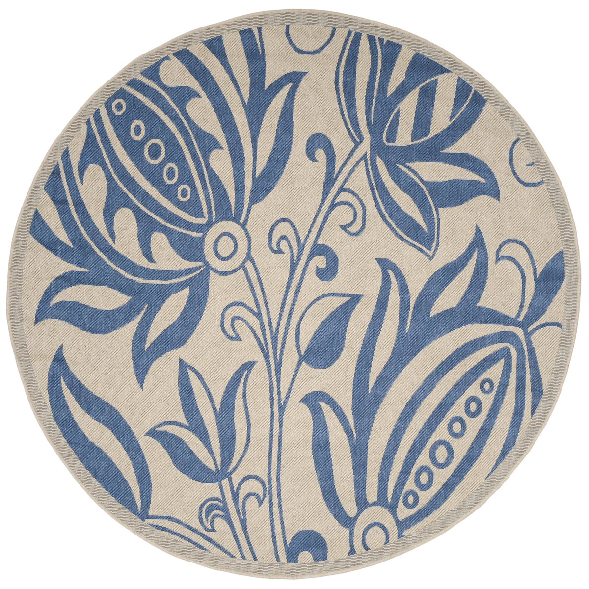 Safavieh Courtyard 5'-3" x 5'-3" Rug in Natural / Blue