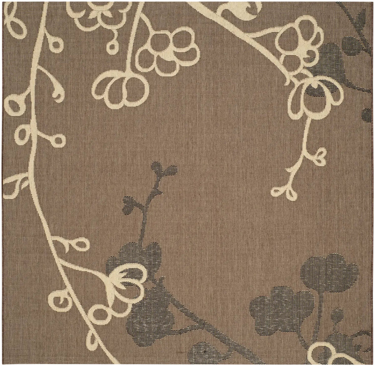Safavieh Courtyard 6'-7" x 6'-7" Rug in Brown Natural / Black