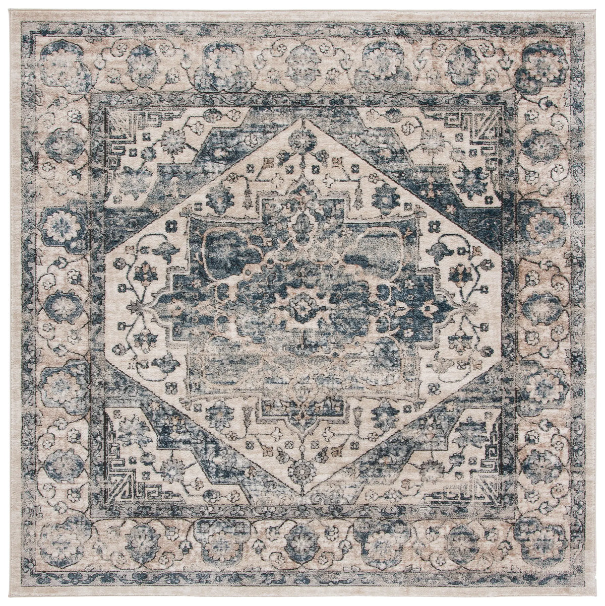 Safavieh Martha Stewart 6'-7" x 6'-7" Rug in Ivory / Blue