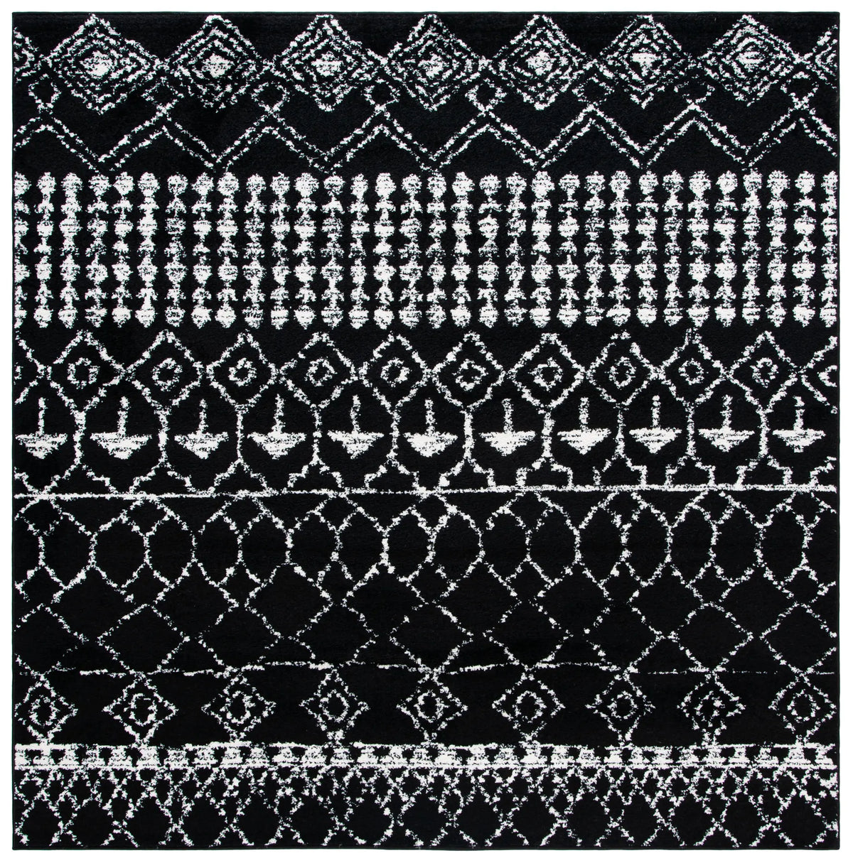 Safavieh Tulum 6'-7" x 6'-7" Rug in Black / Ivory