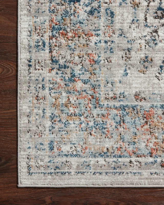 Loloi Bianca Bia-02 Stone/Multi Rugs - corner on wood