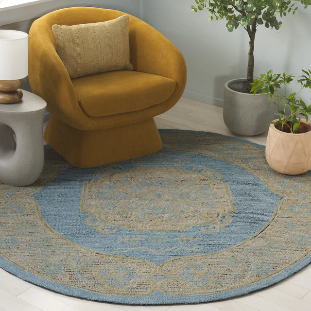 Safavieh Savonnerie 6'-0" x 6'-0" Rug in Blue / Beige
