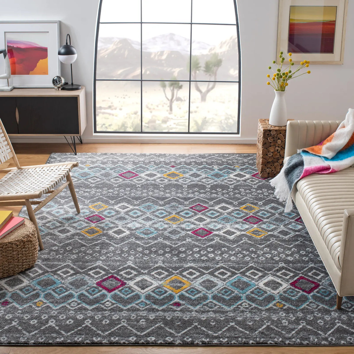 Safavieh Amsterdam 10'-0" x 14'-0" Rug in Dark Grey / Ivory