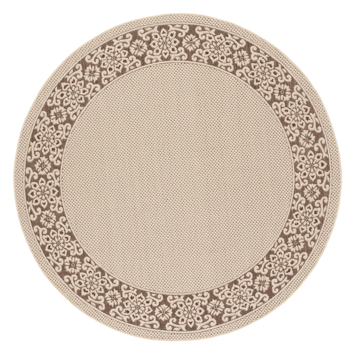Safavieh Courtyard 6'-7" x 6'-7" Rug in Cream / Light Chocolate