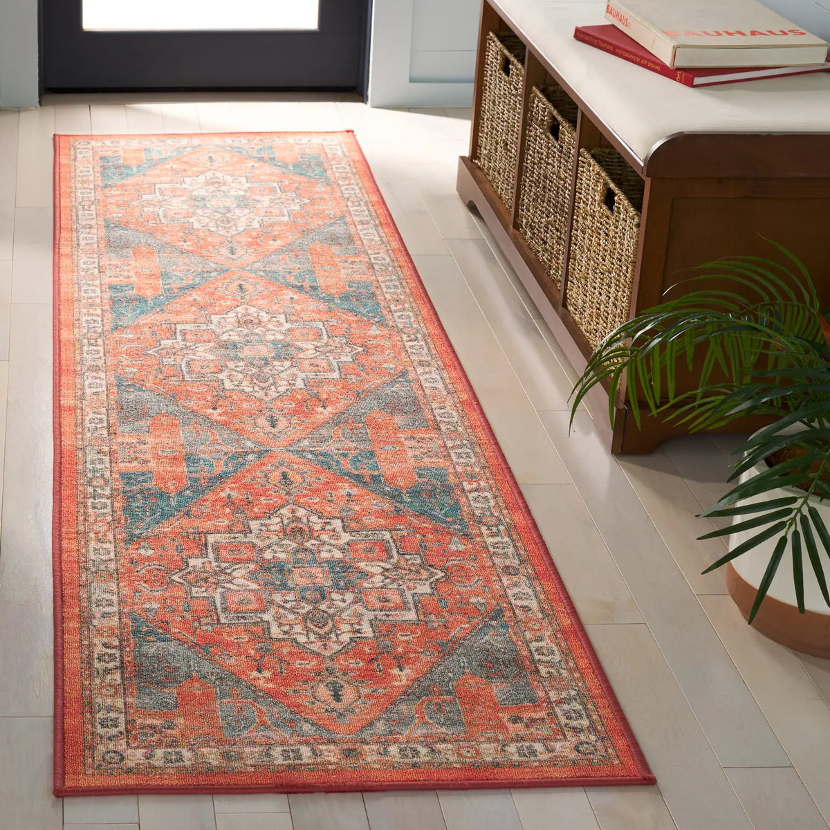Safavieh Journey 2'-2" x 8'-0" Rug in Rust / Blue Ivory