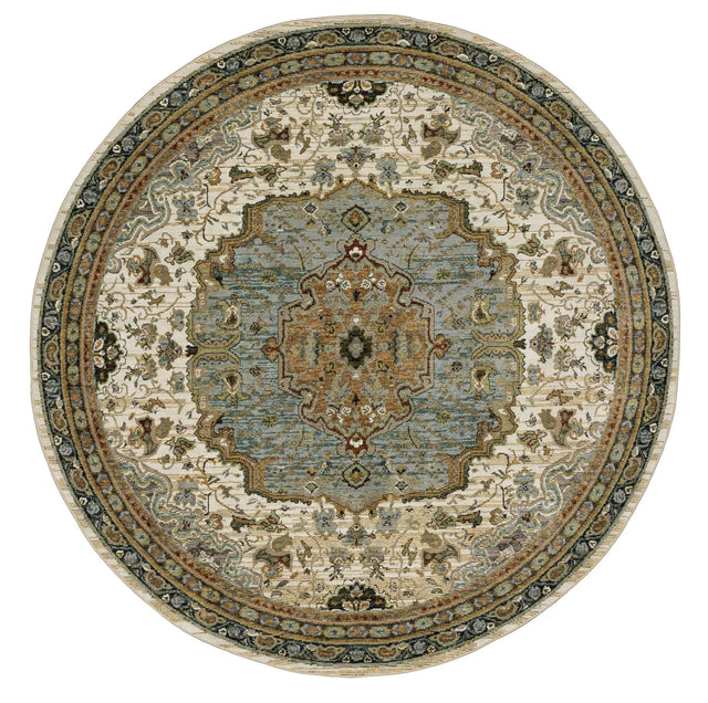 Oriental Weavers Sphinx Andorra 2451B Ivory/Blue Rugs - round