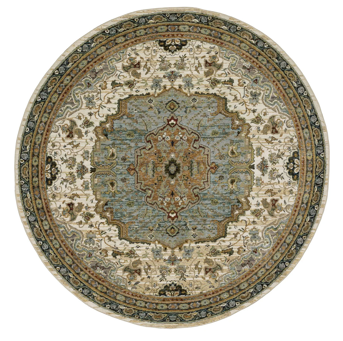 Oriental Weavers Sphinx Andorra 2451B Ivory/Blue Rugs - round