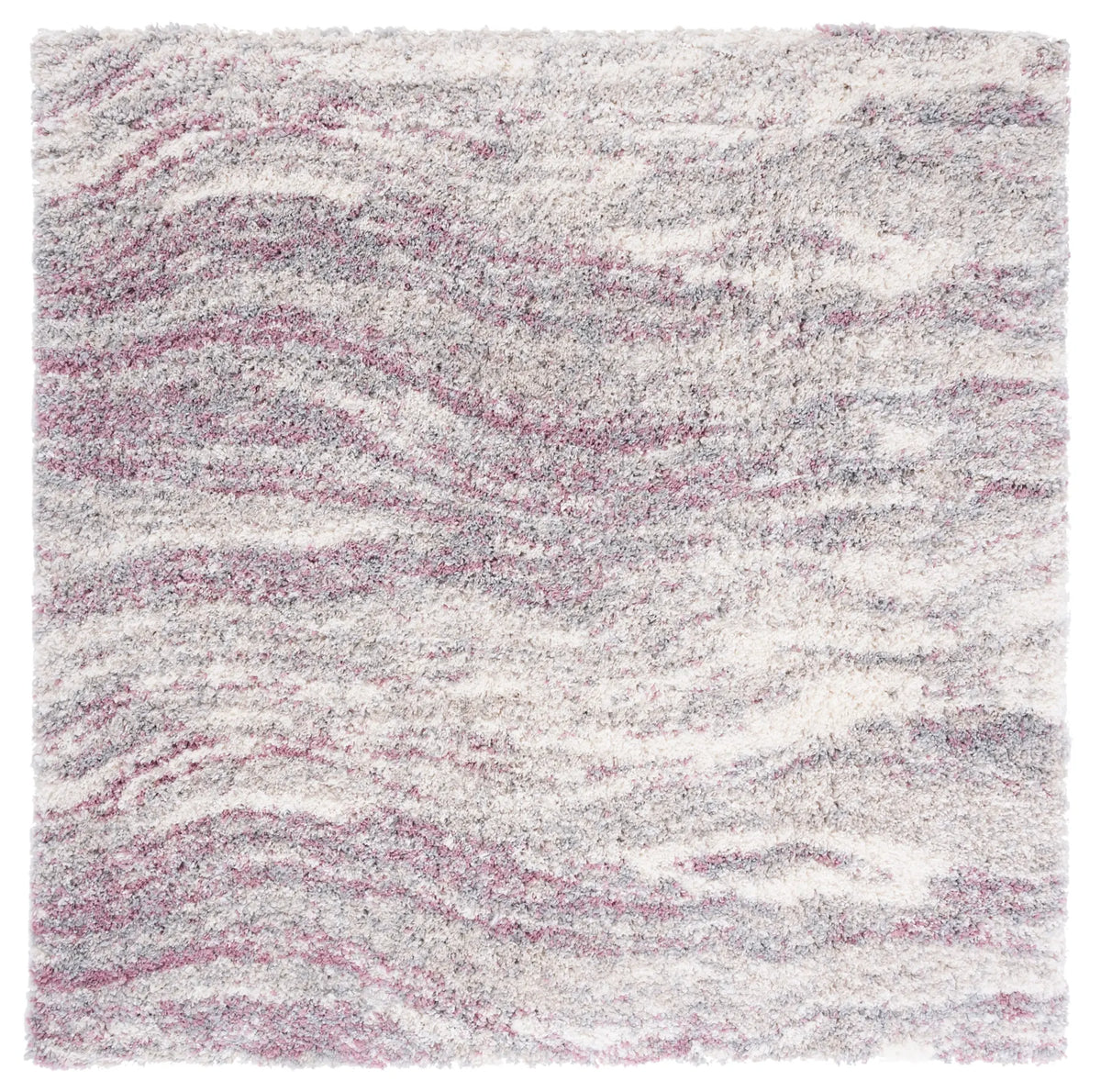 Safavieh Fontana Shag 800 6'-7" x 6'-7" Rug in Pink / Grey