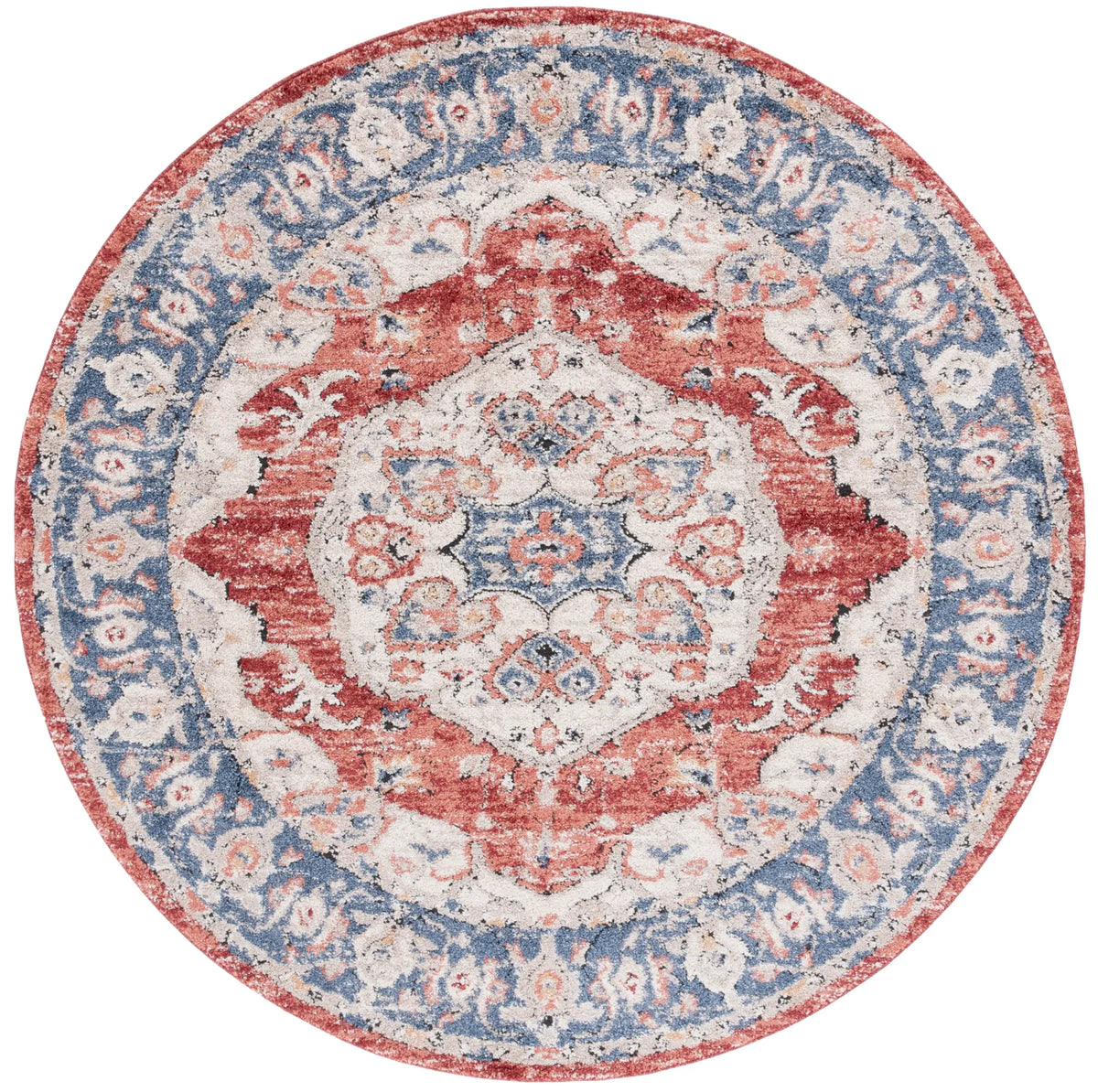 Safavieh Luna 6'-7" x 6'-7" Rug in Beige / Blue Rust