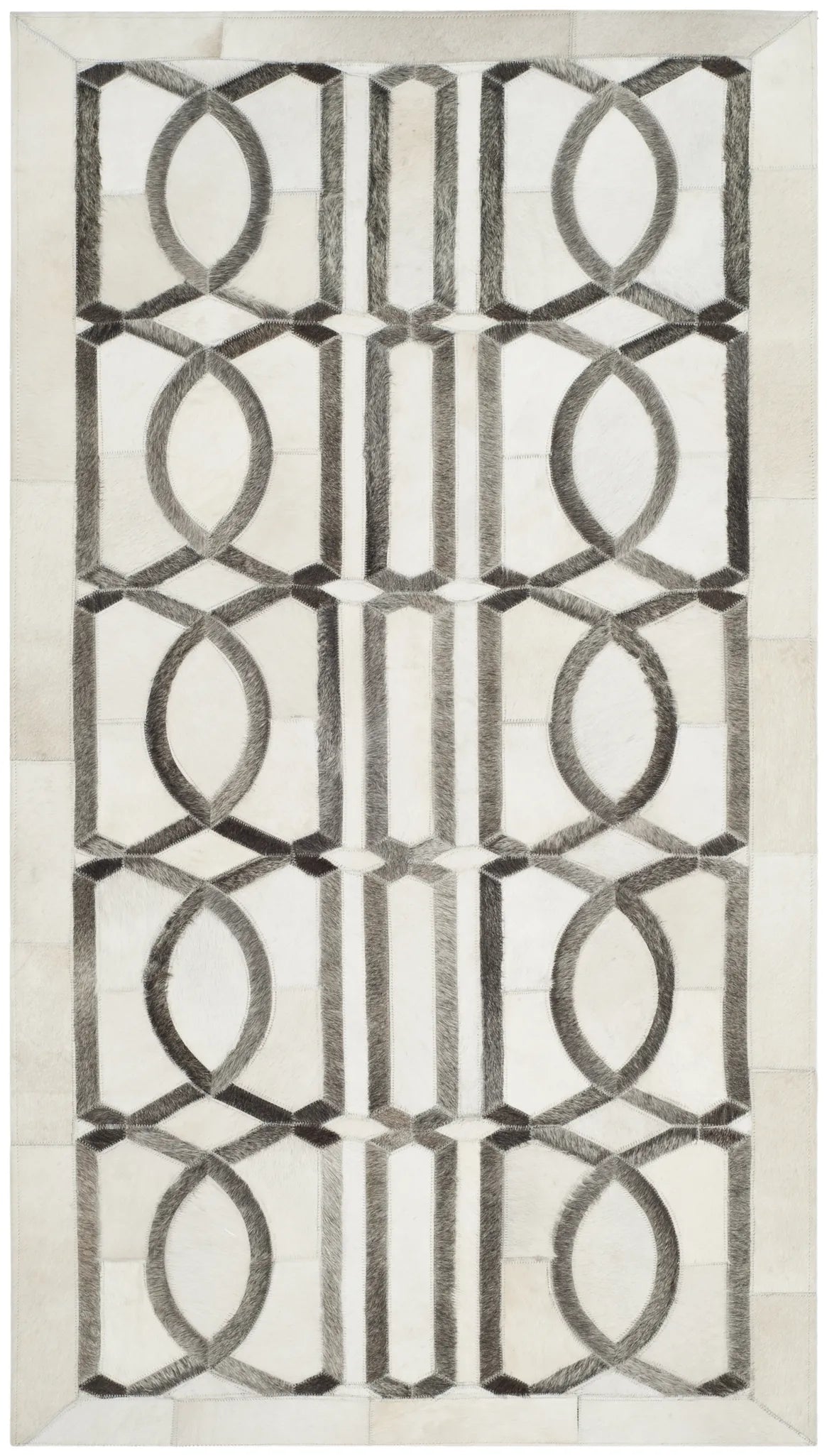 Safavieh Studio Leather 3'-0" x 5'-0" Rug in Ivory / Grey