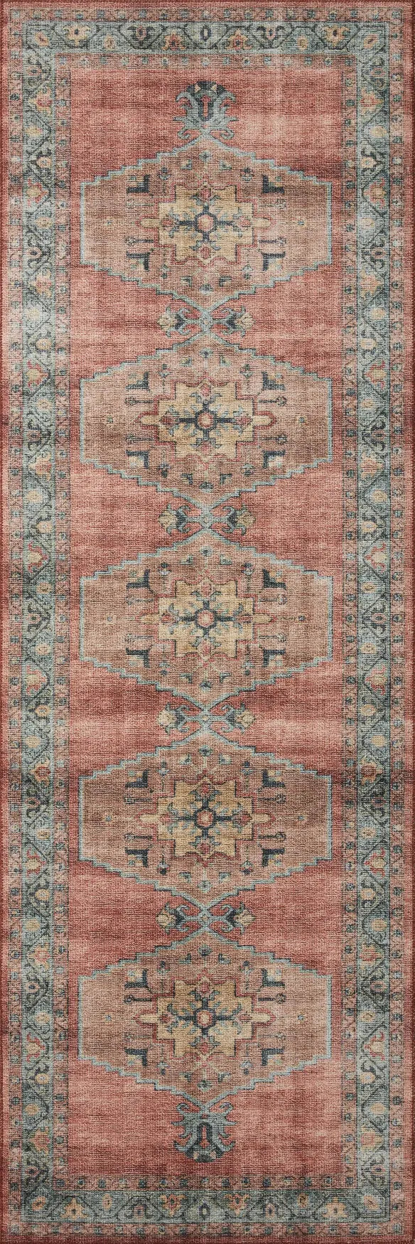 Loloi Heidi Hei-05 Spice/Aqua Rugs - runner flat
