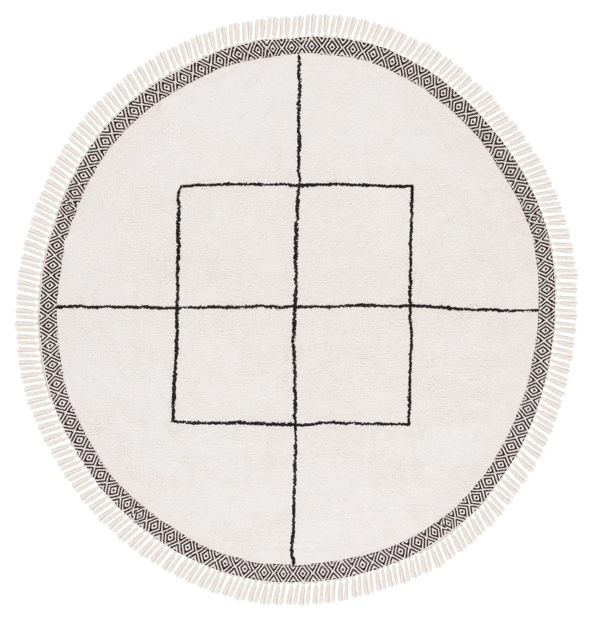 Safavieh Easy Care 6'-0" x 6'-0" Rug in Ivory / Black