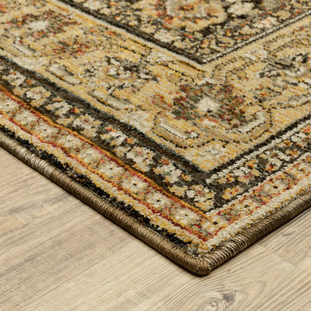 Oriental Weavers Sphinx Andorra 2431A Brown/ Gold Rug - corner detail