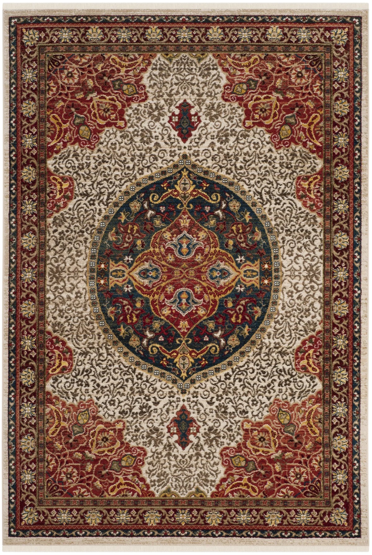 Safavieh Kashan 4'-0" x 6'-0" Rug in Ivory / Red