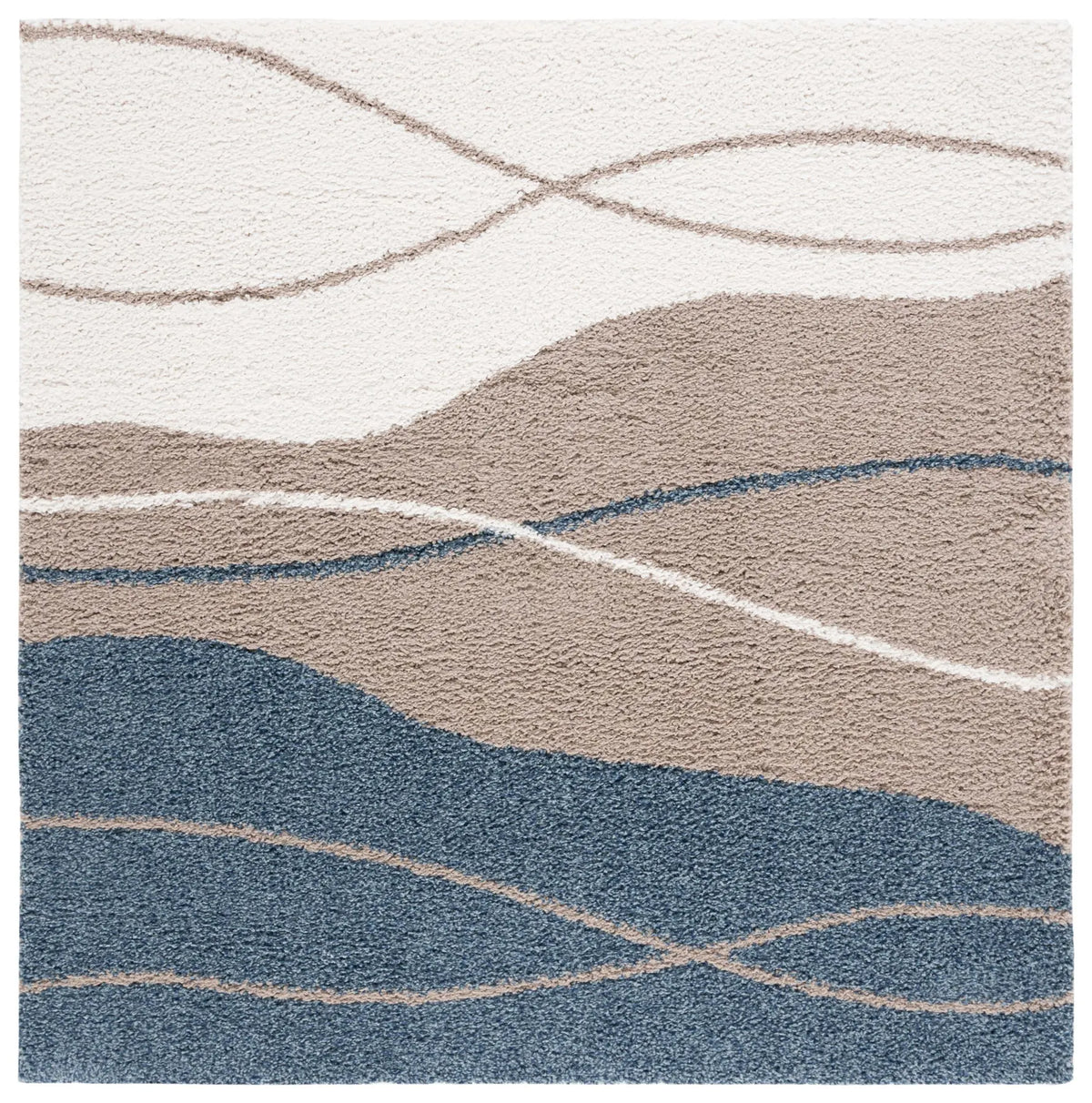 Safavieh Calico Shag 6'-7" x 6'-7" Rug in Taupe / Blue