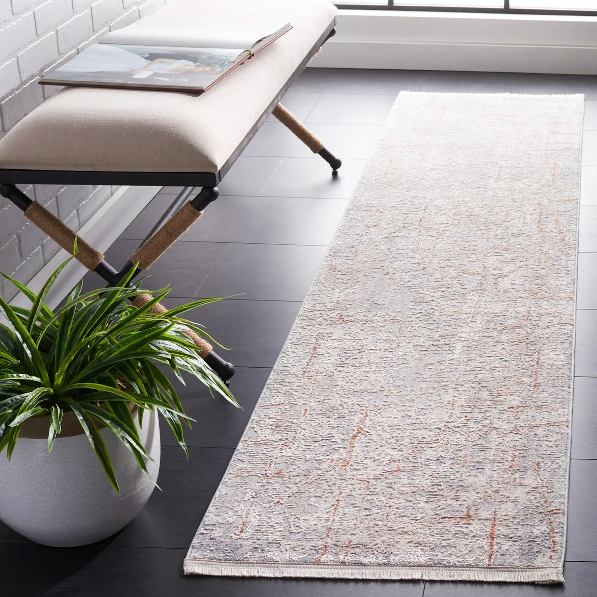Safavieh Marmara 2'-0" x 8'-0" Rug in Beige / Blue Rust