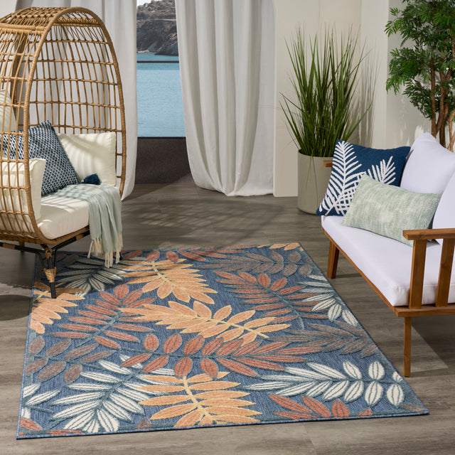 Nourison Aloha ALH18 Machine Made Blue, Rose Rug