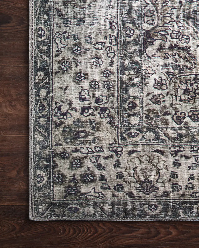 Loloi Layla Lay-06 Taupe / Stone Rugs - corner on wood