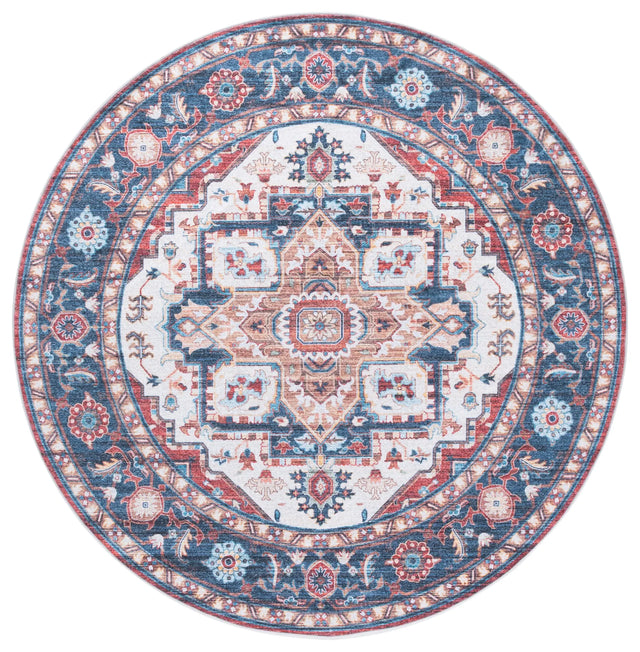Safavieh Martha Stewart Washable 6'-0" x 6'-0" Rug in Rust / Blue
