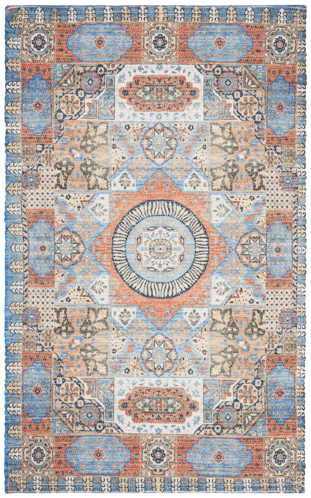 Safavieh Saffron 3'-0" x 5'-0" Rug in Orange / Blue
