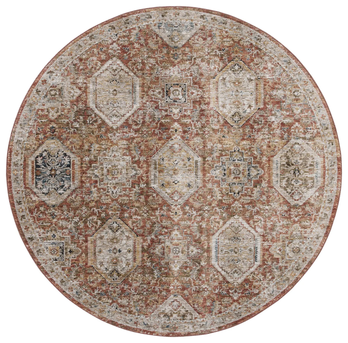 Safavieh Silverado 6'-4" x 6'-4" Rug in Rust / Blue