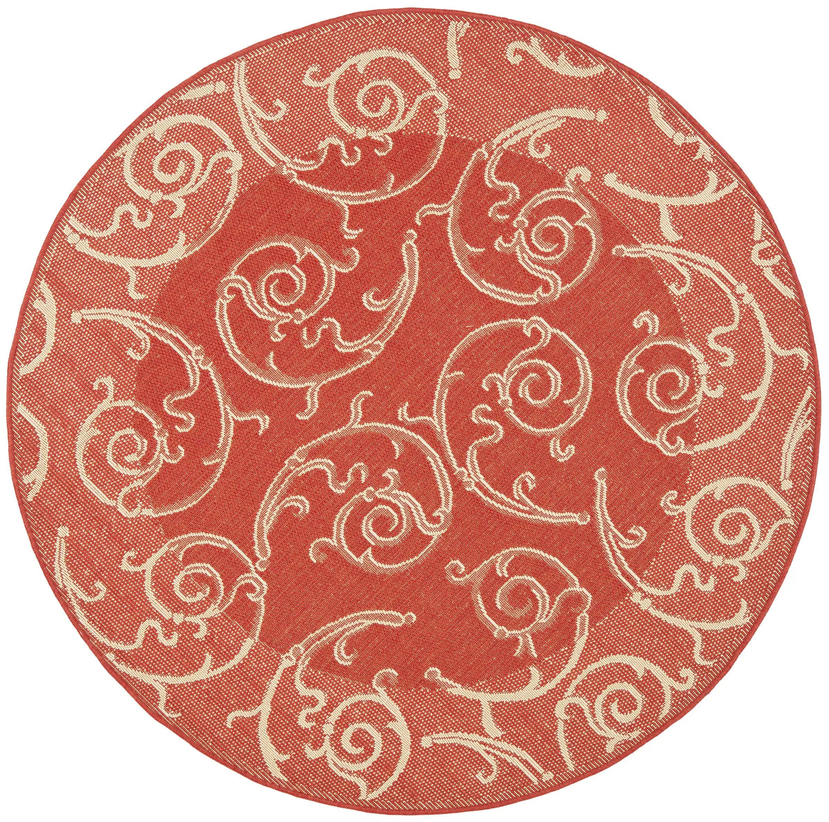 Safavieh Courtyard 5'-3" x 5'-3" Rug in Red / Natural