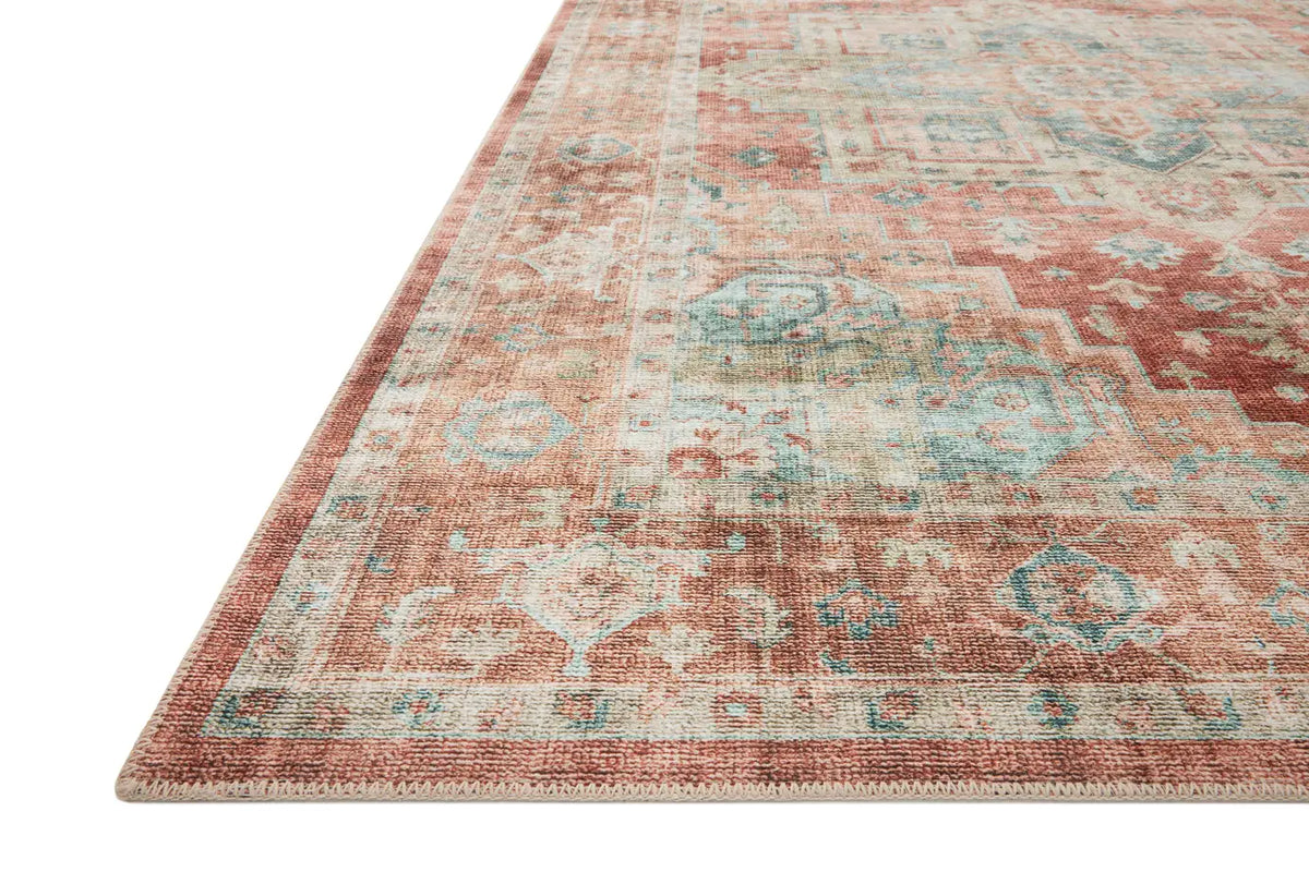 Loloi Heidi Hei-01 Terracotta/Aqua Rugs - rug corner