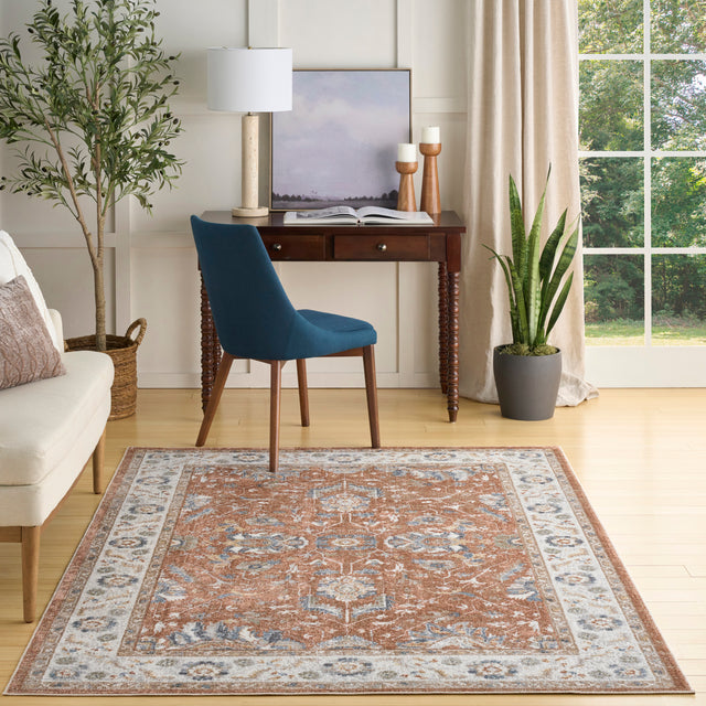 Nourison Astra Machine Washable ASW20 Machine Made Rust, Ivory Rug