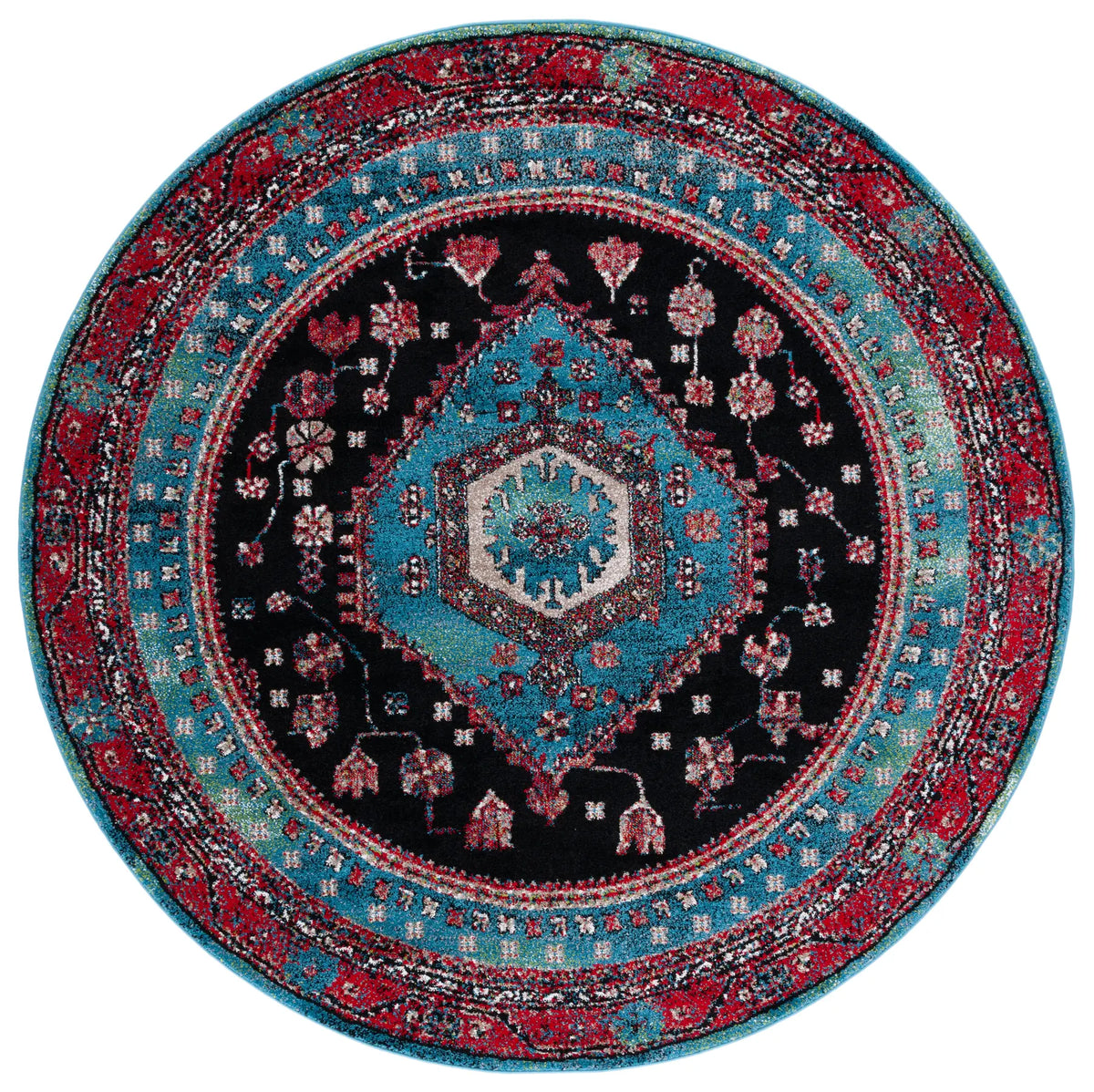 Safavieh Vintage Hamadan 6'-7" x 6'-7" Rug in Turquoise / Black