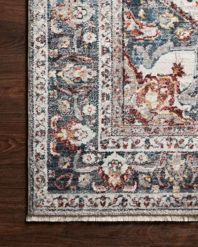 Loloi Samra Sam-09 Ivory/Denim Rugs - corner on wood