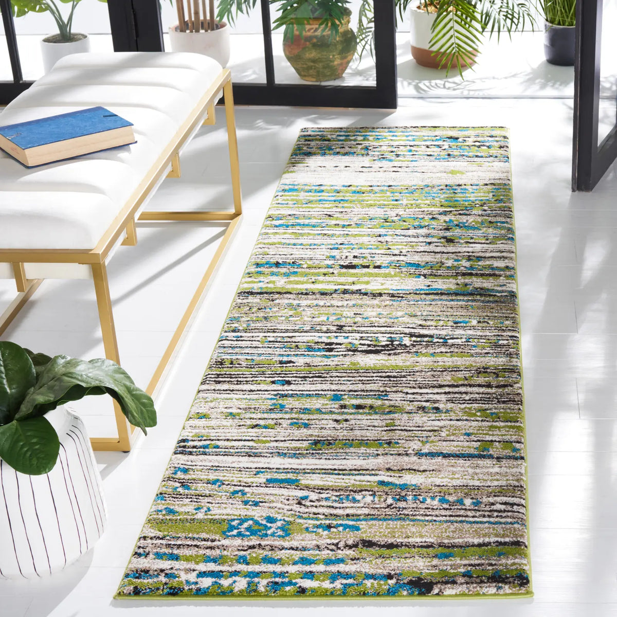 Safavieh Porcello 2'-3" x 10'-0" Rug in Cream / Green