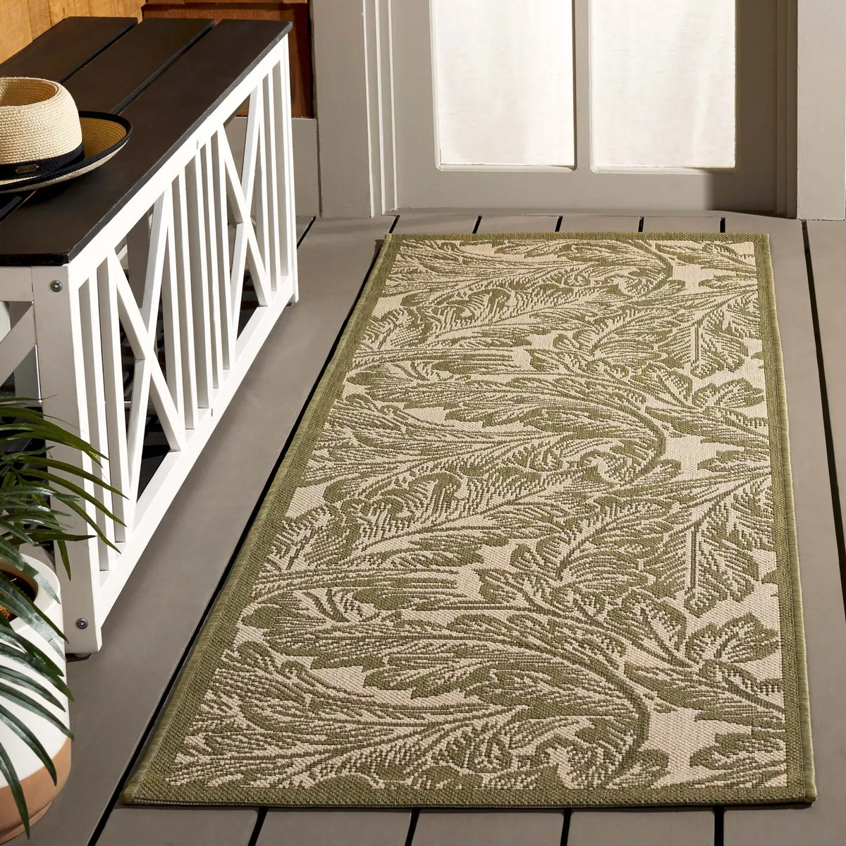 Safavieh Courtyard 2'-3" x 6'-7" Rug in Natural / Olive