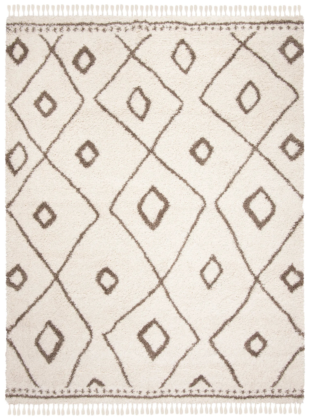 Safavieh Moroccan Fringe Shag 8'-0" x 10'-0" Rug in Ivory / Beige
