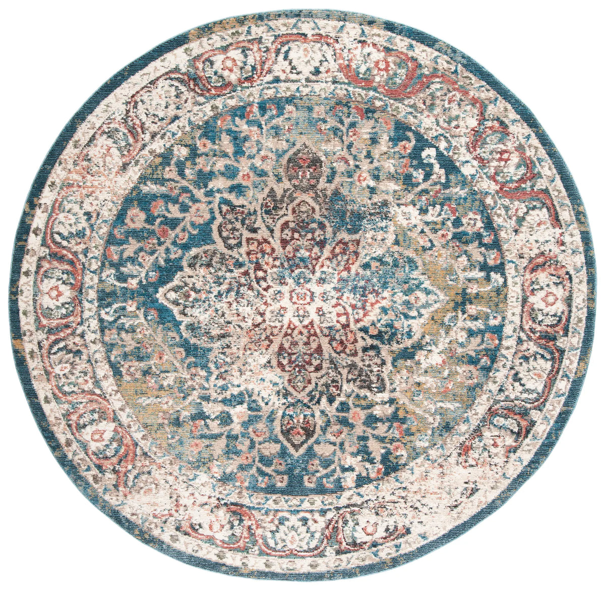 Safavieh Carlyle 200 6'-7" x 6'-7" Rug in Turquoise / Ivory