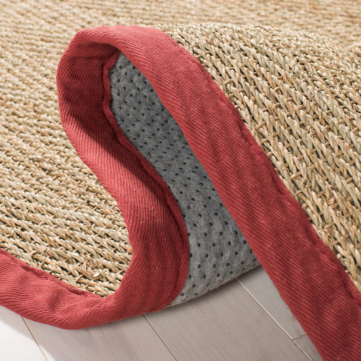 Safavieh Natural Fiber 5'-0" x 8'-0" Rug in Natural / Burgundy Red