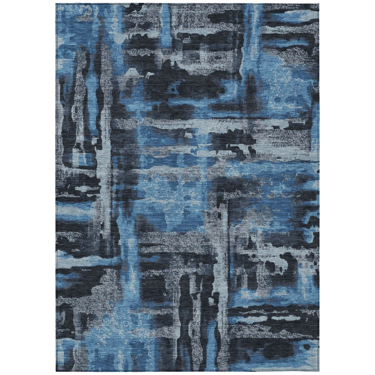 Addison Chantille ACN2015 Abstract Machine Made Transitional Black Rug