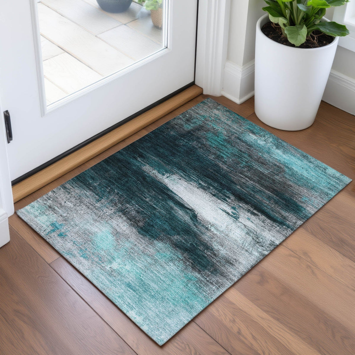 Addison Chantille ACN2016 Abstract Machine Made Transitional Teal Rug