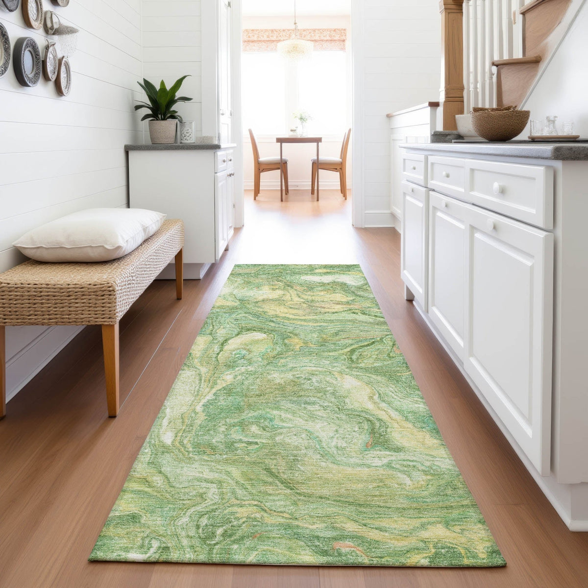 Addison Chantille ACN2017 Abstract Machine Made Transitional Green Rug
