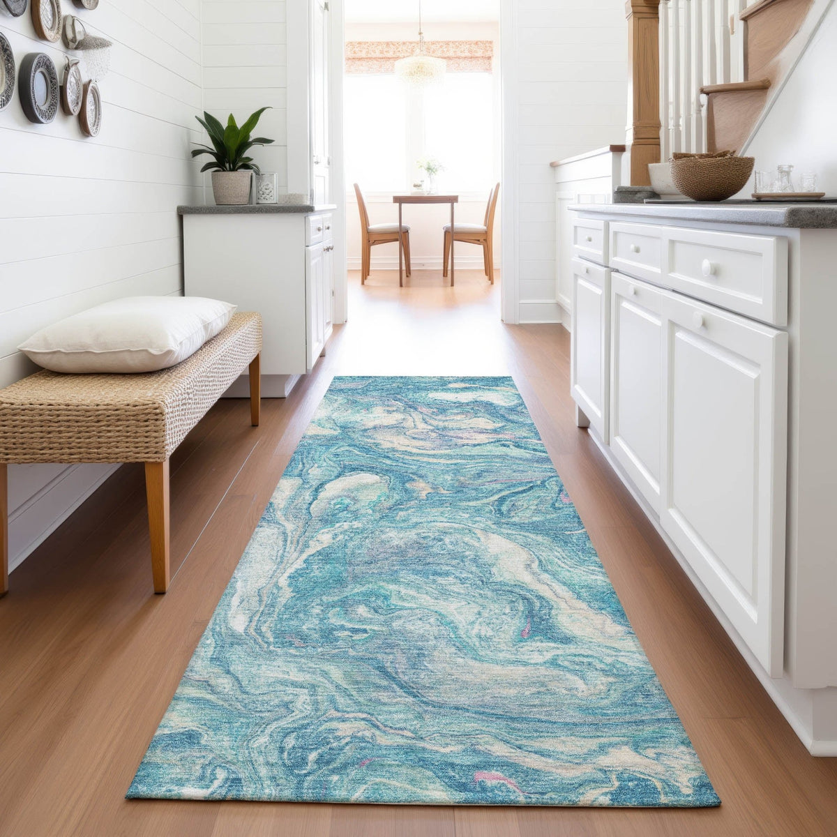 Addison Chantille ACN2017 Abstract Machine Made Transitional Teal Rug