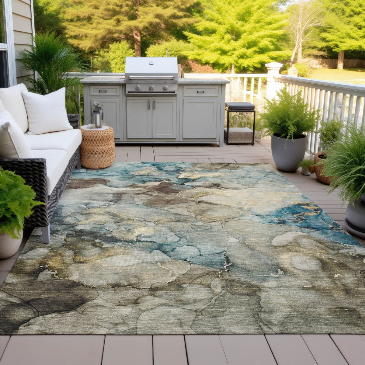 Addison Chantille ACN2018 Abstract Machine Made Transitional Brown Rug