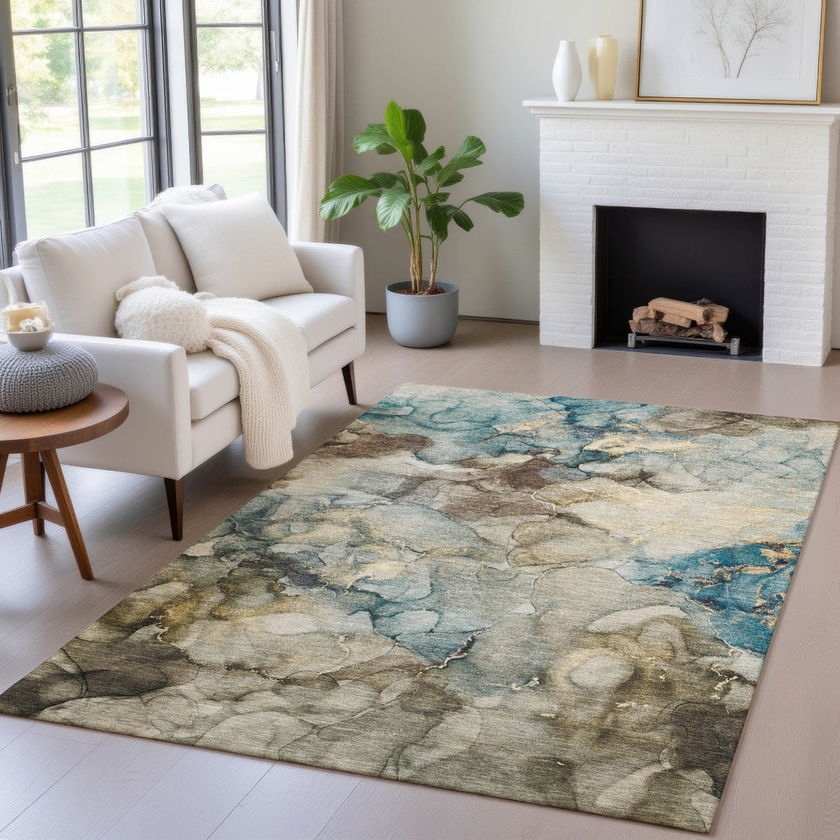 Addison Chantille ACN2018 Abstract Machine Made Transitional Brown Rug